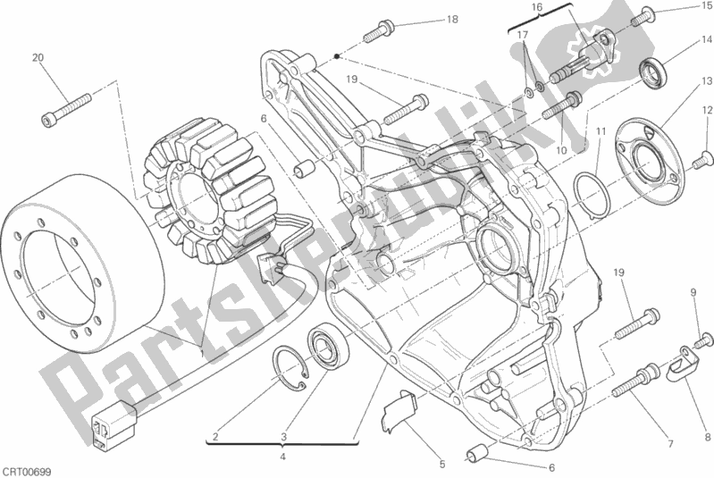 Alle onderdelen voor de 011 - Generatorafdekking van de Ducati Scrambler Flat Track Thailand 803 2016